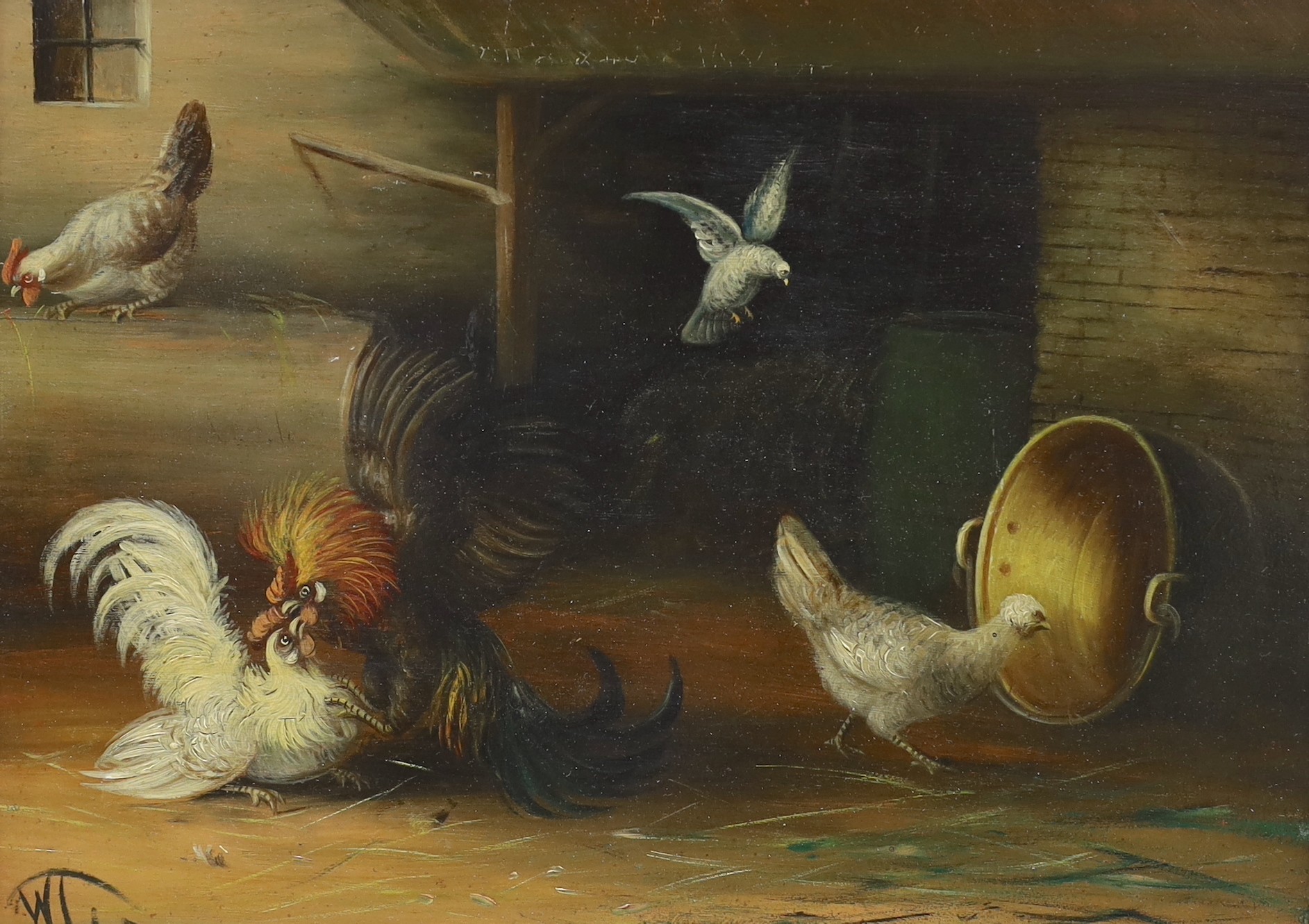 Wilhelm Albertus Lammers (1857-1913), pair of oils on wooden panels, Studies of poultry, monogrammed, 23 x 31cm
